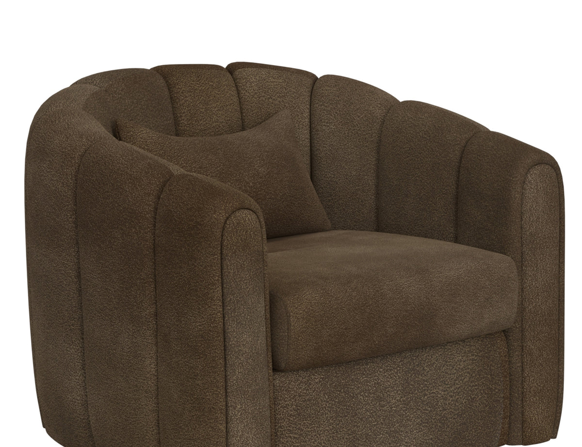 Viera Armchair, Brown, Wooden Frame & Metal Base, 360 Degree Swivel Glider Accent Chair
