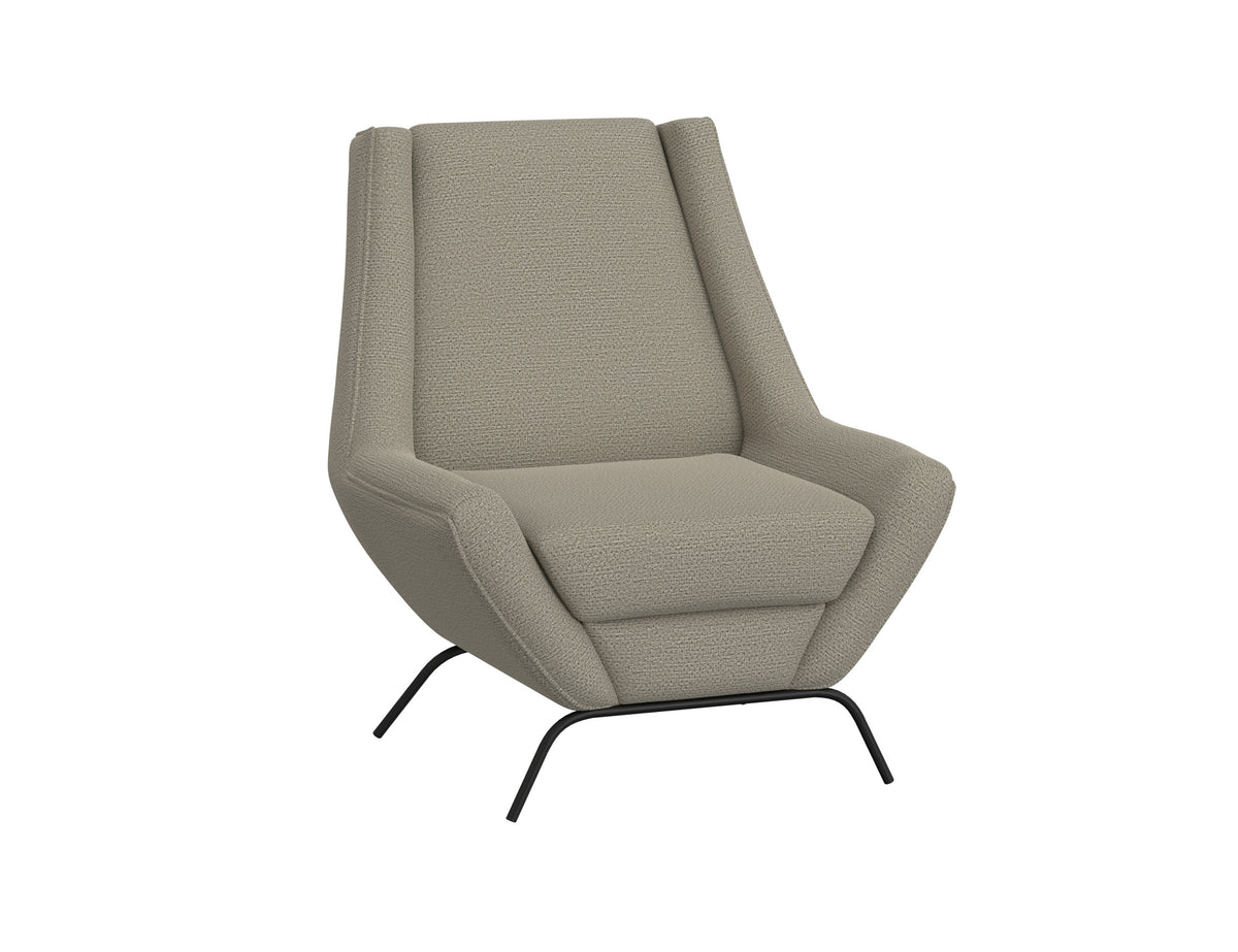 Tyne Armchair, Gray/Black, Wooden Frame & Metal Base, Almond Gray