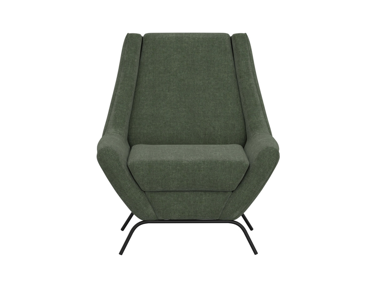 Tyne Armchair, Green/Black, Wooden Frame & Metal Base