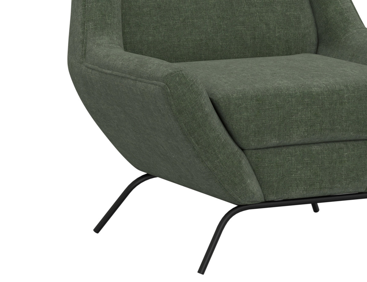 Tyne Armchair, Green/Black, Wooden Frame & Metal Base