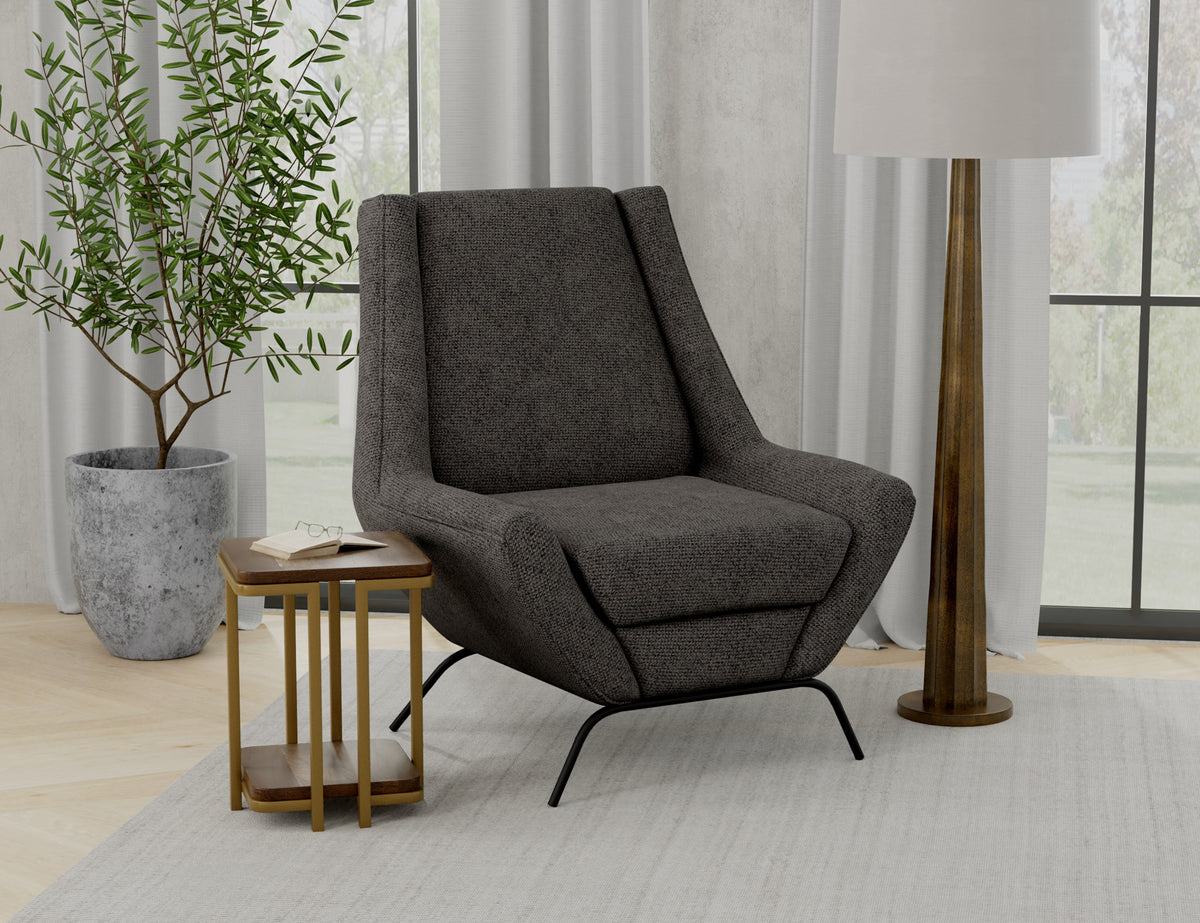 Tyne Armchair, Gray/Black, Wooden Frame & Metal Base - IUP331-ACH-121
