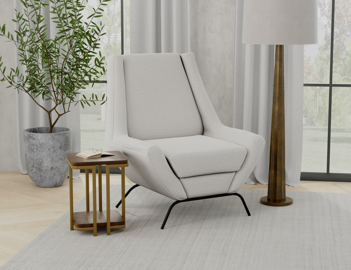 Tyne Armchair, Beige/Black, Wooden Frame & Metal Base - IUP331-ACH-101