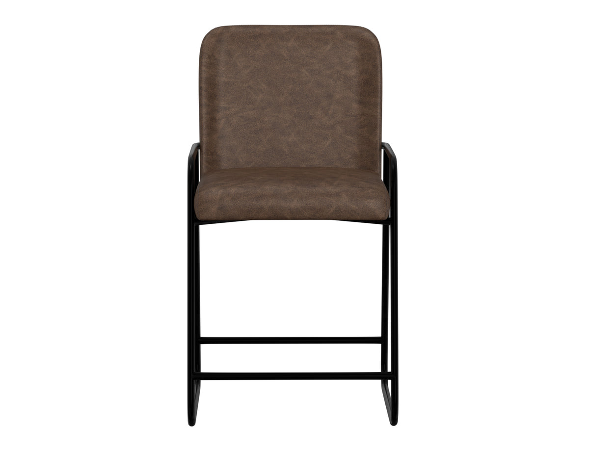 Seating Upholstered Barstool, Brown/Black, Wooden Frame & Metal Base, Barstool 24" - IUP800-BST24-212