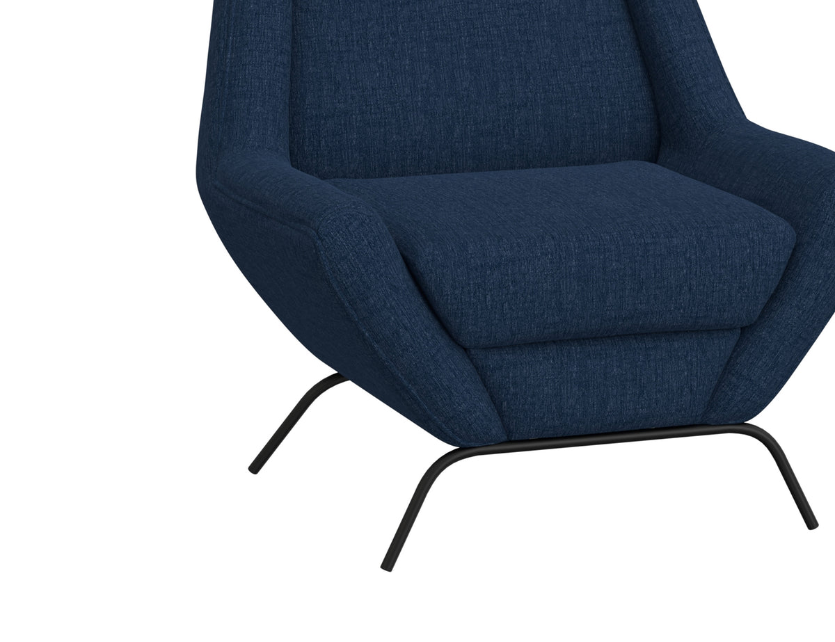 Tyne Armchair, Blue/Black, Wooden Frame & Metal Base