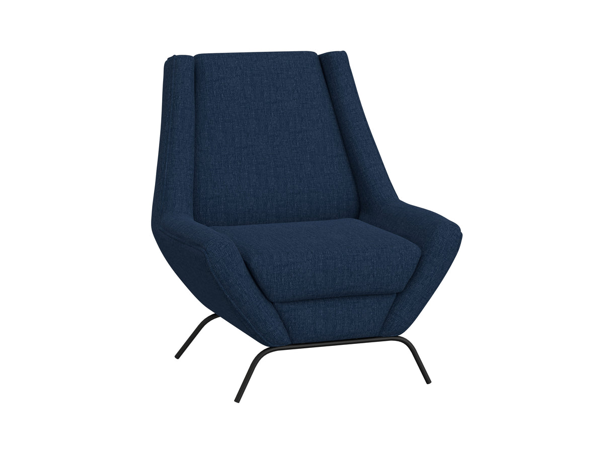 Tyne Armchair, Blue/Black, Wooden Frame & Metal Base