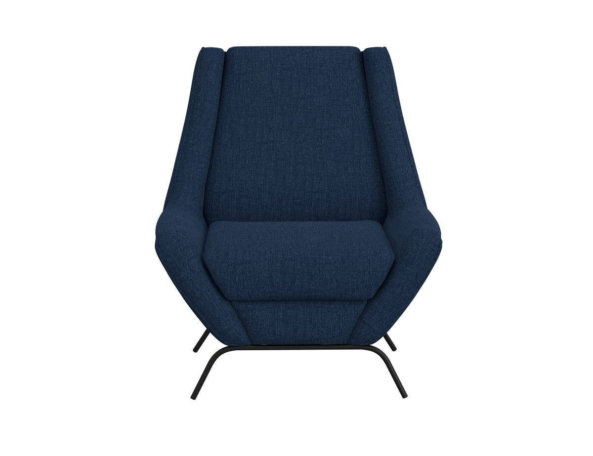 Tyne Armchair, Blue/Black, Wooden Frame & Metal Base
