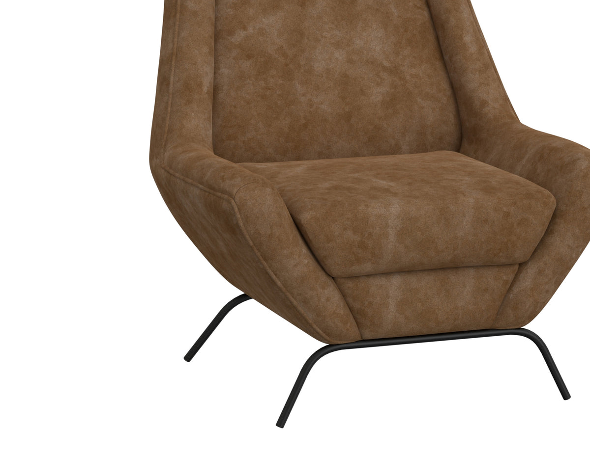 Tyne Armchair, Orange/Black, Wooden Frame & Metal Base