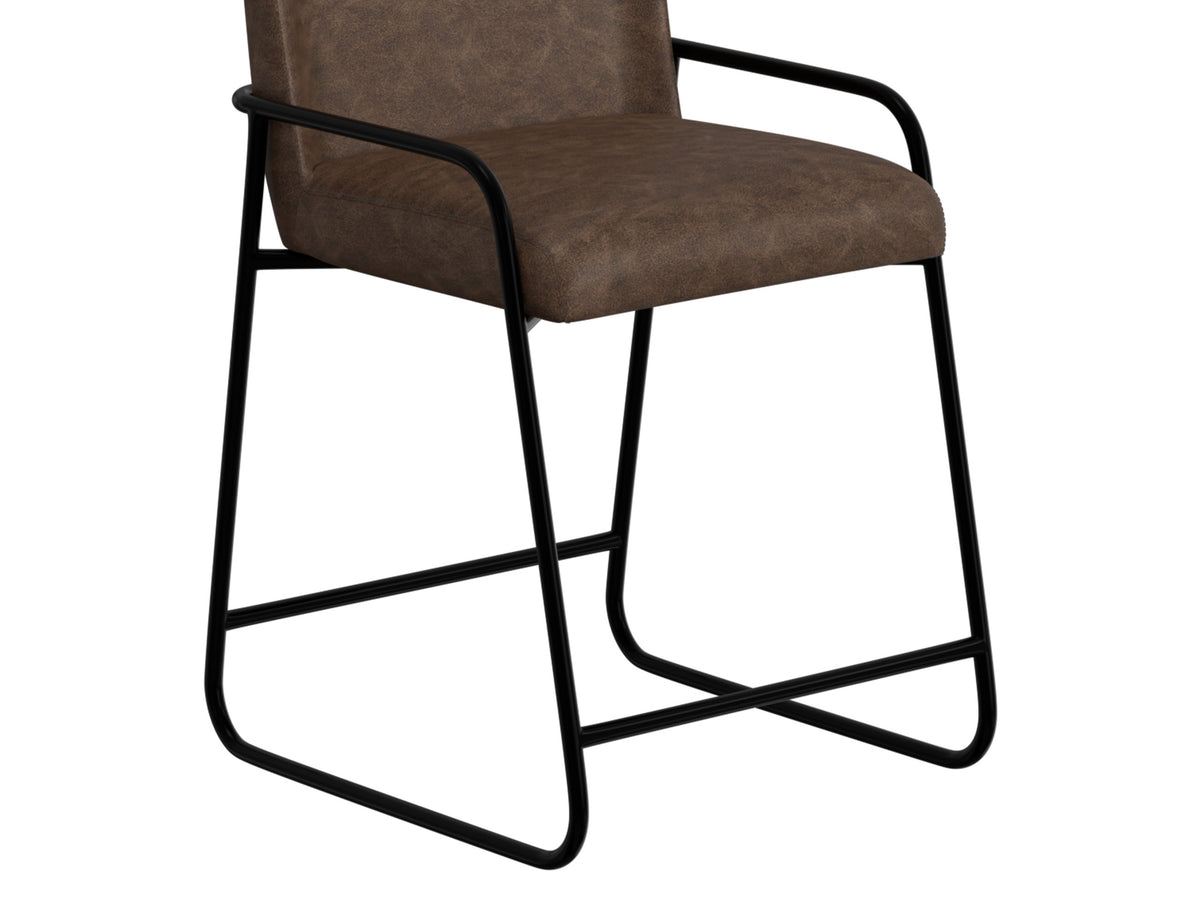 Seating Upholstered Barstool, Brown/Black, Wooden Frame & Metal Base, Barstool 30" - IUP800-BST30-212