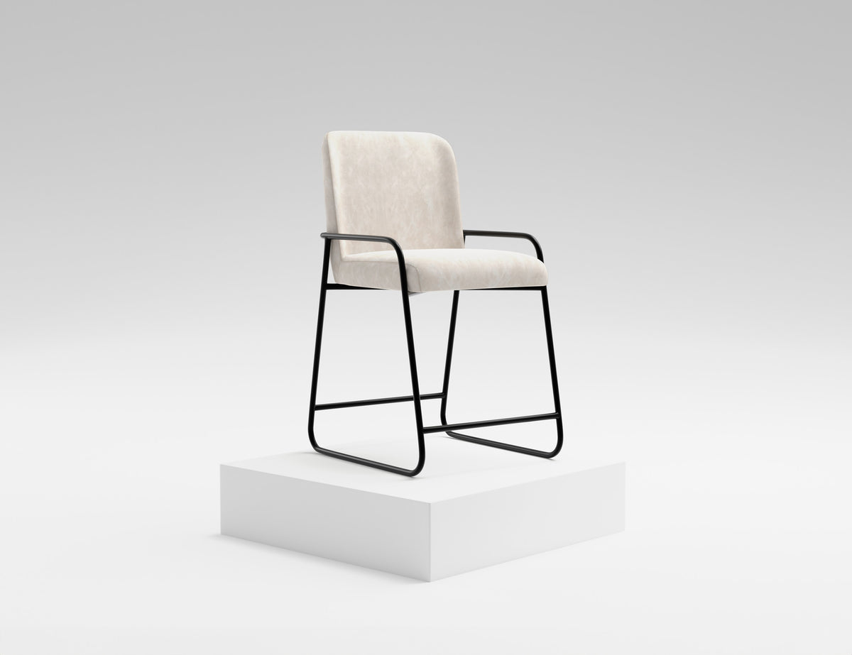 Seating Upholstered Barstool, Gray/Black, Wooden Frame, Barstool 24"