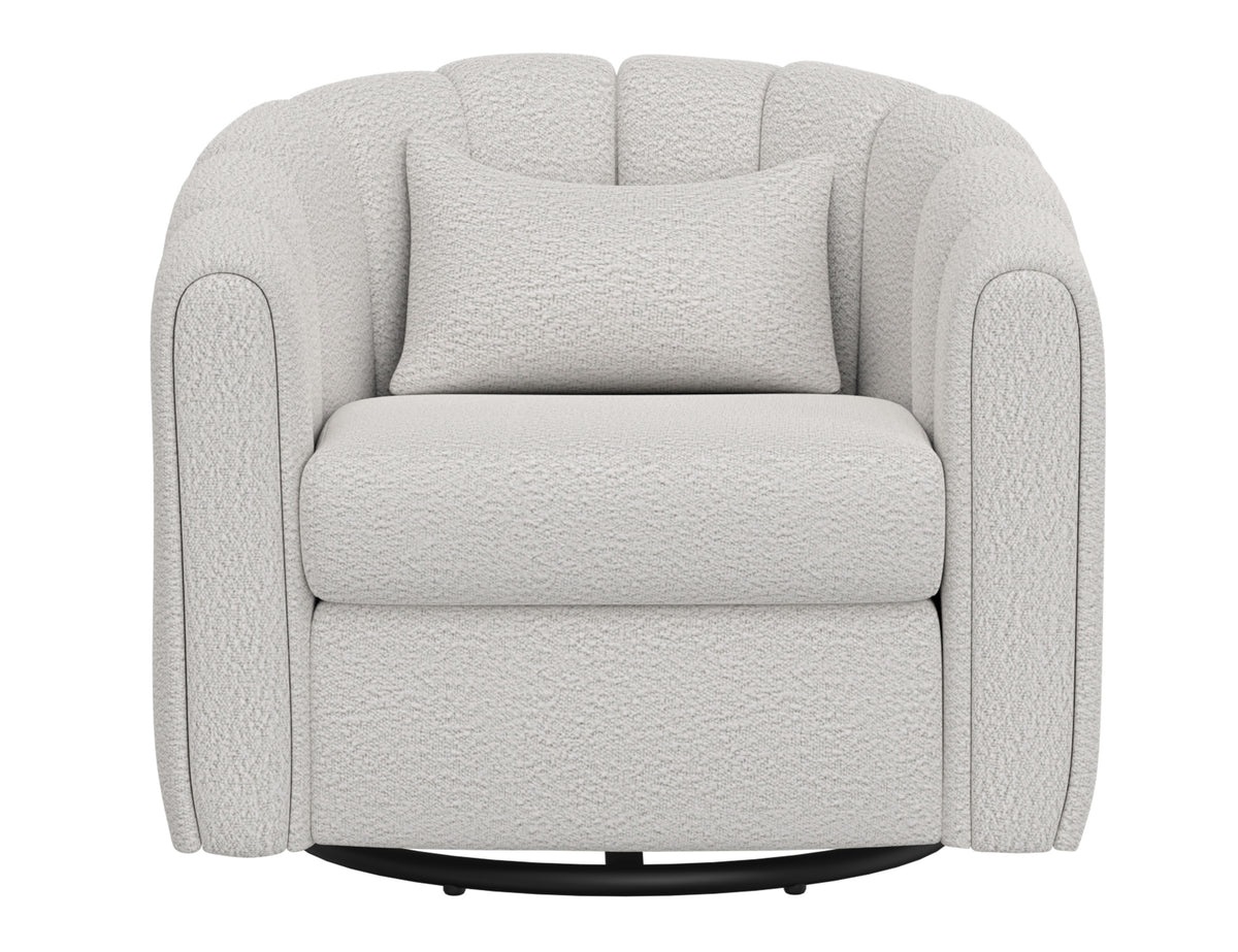 Viera Armchair, Beige, Wooden Frame & Metal Base, 360 Degree Swivel Glider Accent Chair