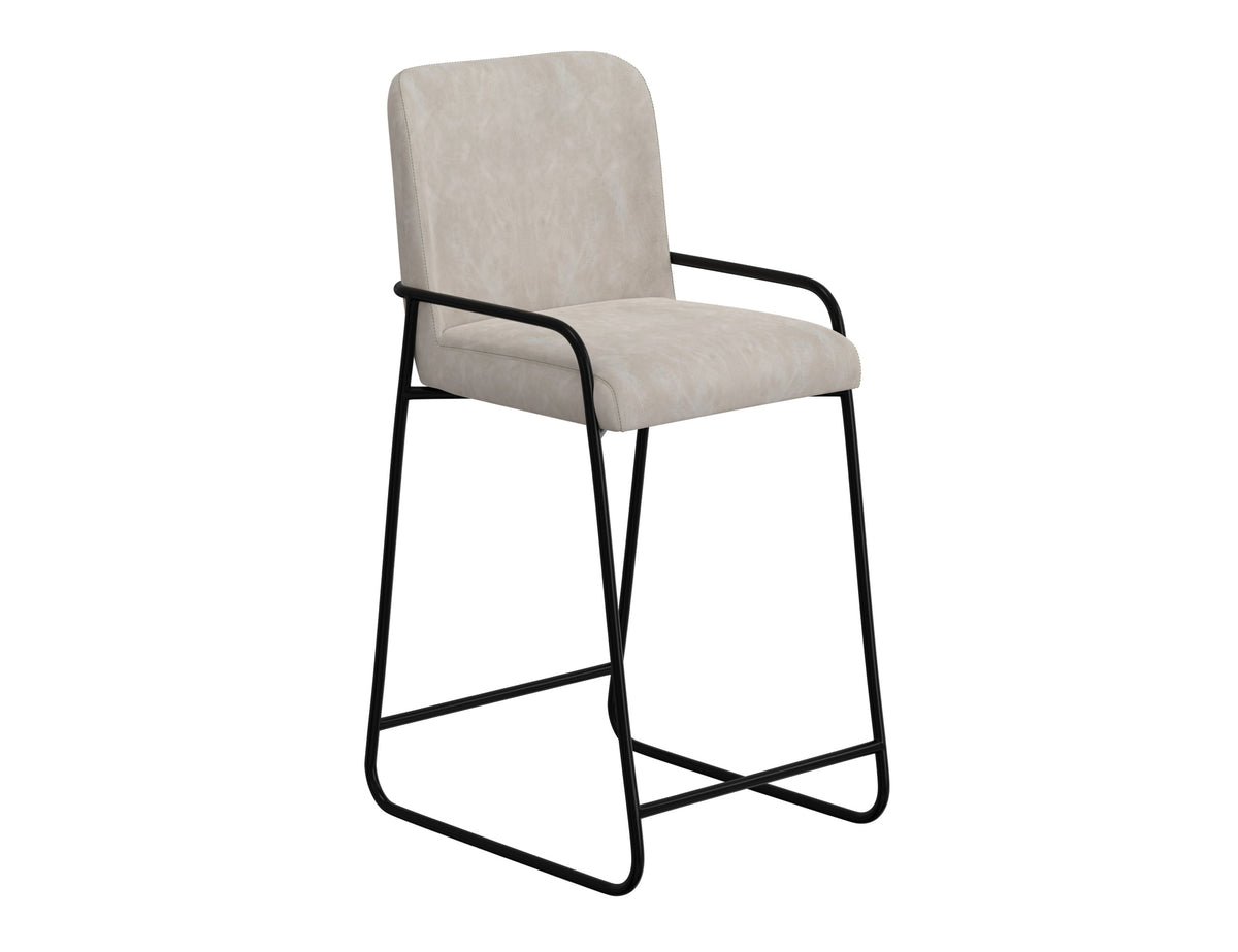 Seating Upholstered Barstool, Gray/Black, Wooden Frame & Metal Base, Barstool 30" - IUP800-BST30-210