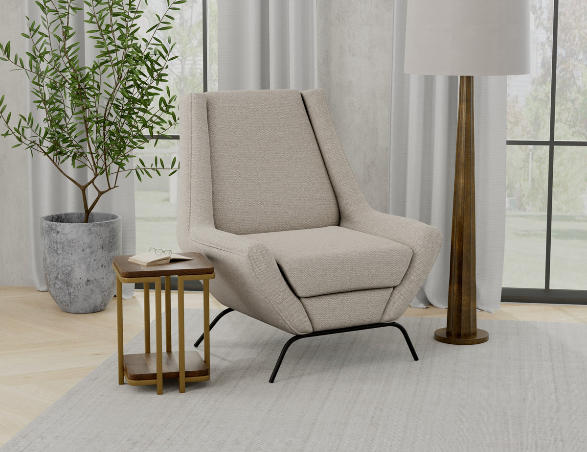 Tyne Armchair, Beige/Black, Wooden Frame & Metal Base - IUP331-ACH-161