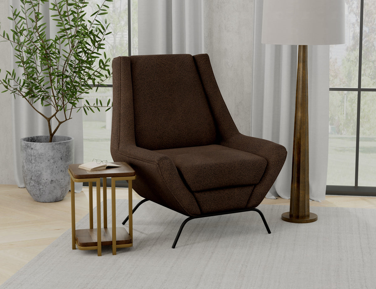 Tyne Armchair, Brown/Black, Wooden Frame & Metal Base