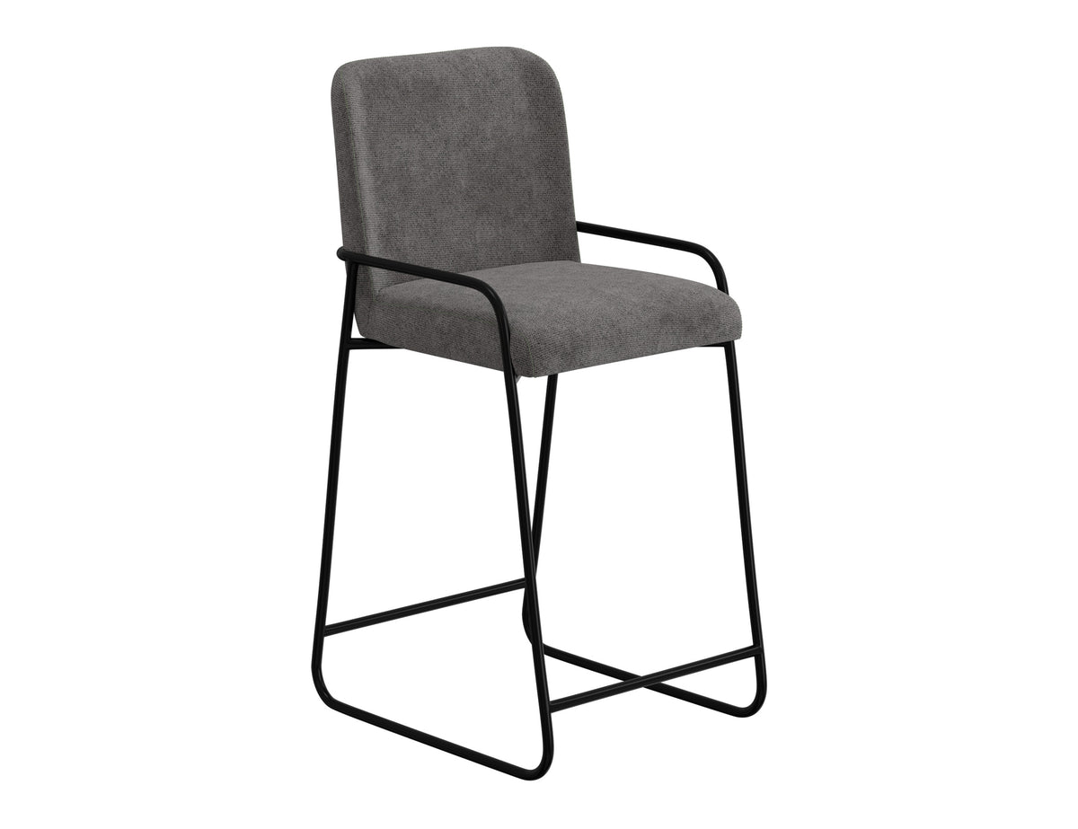 Seating Upholstered Barstool, Gray/Black, Wooden Frame & Metal Base, Barstool 30" - IUP800-BST30-121