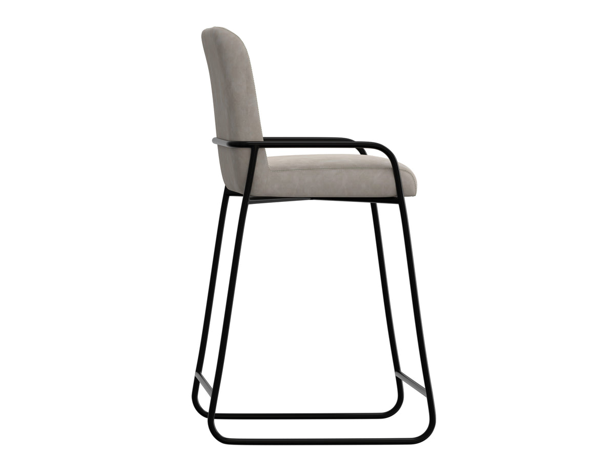 Seating Upholstered Barstool, Gray/Black, Wooden Frame, Barstool 24"