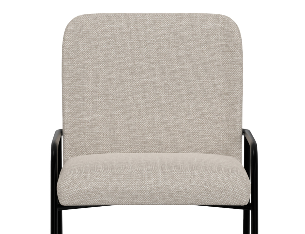 Seating Upholstered Barstool, Beige/Black, Wooden Frame & Metal Base, Barstool 24" - Pine & Metal/Fabric