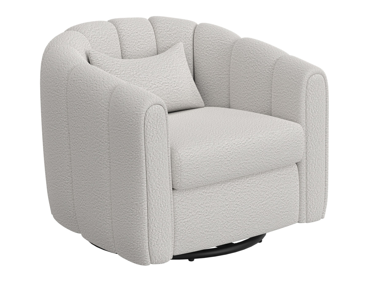 Viera Armchair, Beige, Wooden Frame & Metal Base, 360 Degree Swivel Glider Accent Chair