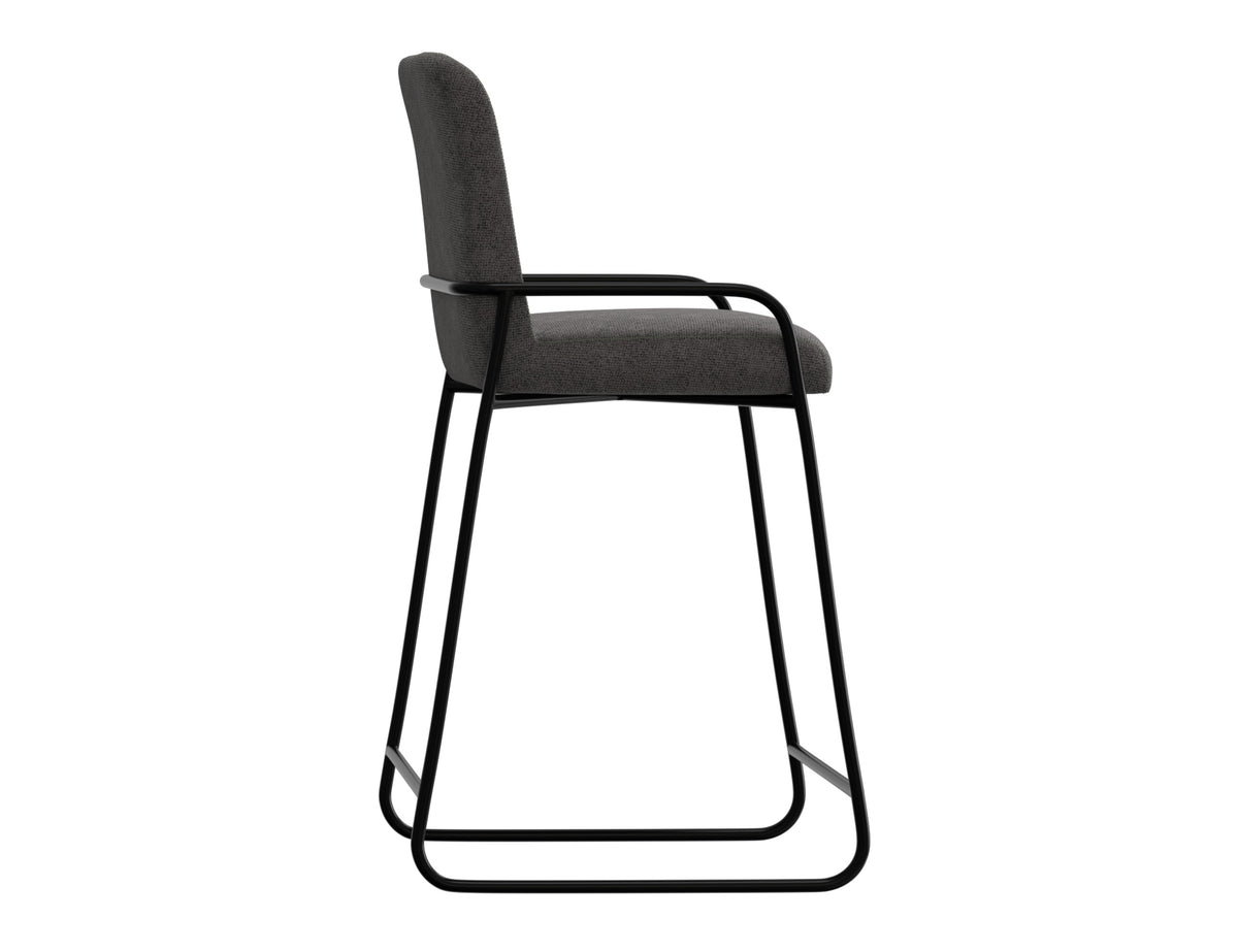 Seating Upholstered Barstool, Gray/Black, Wooden Frame & Metal Base, Barstool 30" - IUP800-BST30-121
