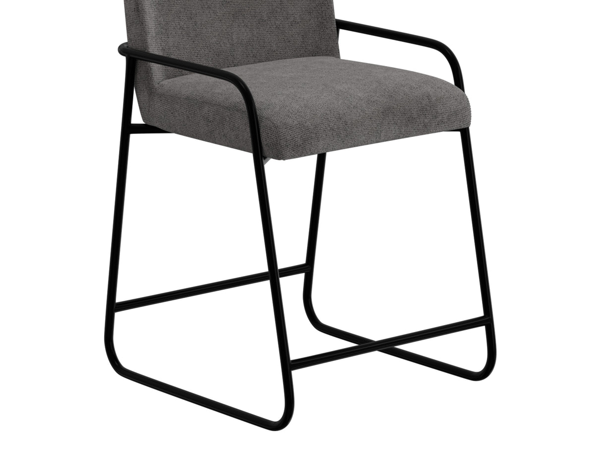 Seating Upholstered Barstool, Gray/Black, Wooden Frame & Metal Base, Barstool 30" - IUP800-BST30-121