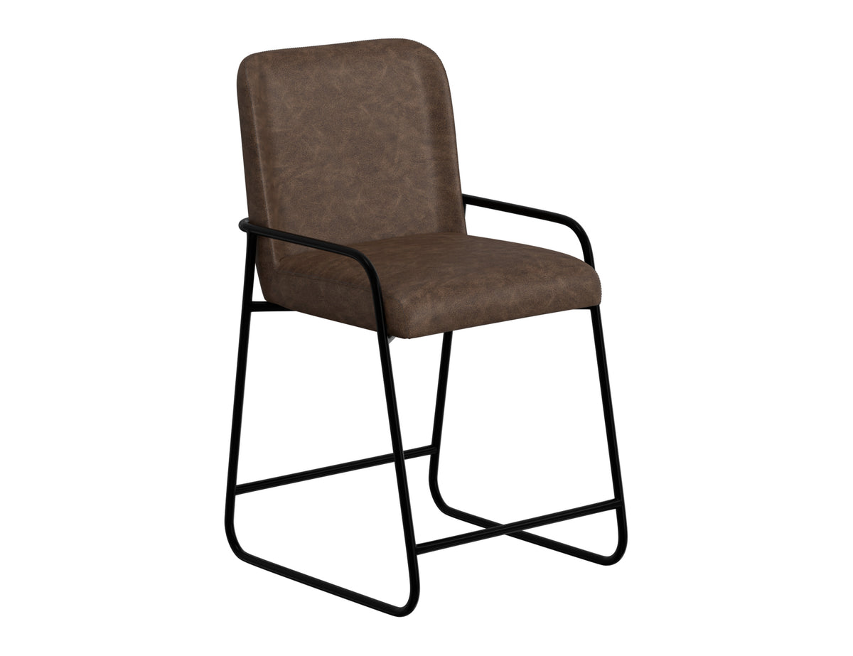 Seating Upholstered Barstool, Brown/Black, Wooden Frame & Metal Base, Barstool 24" - IUP800-BST24-212