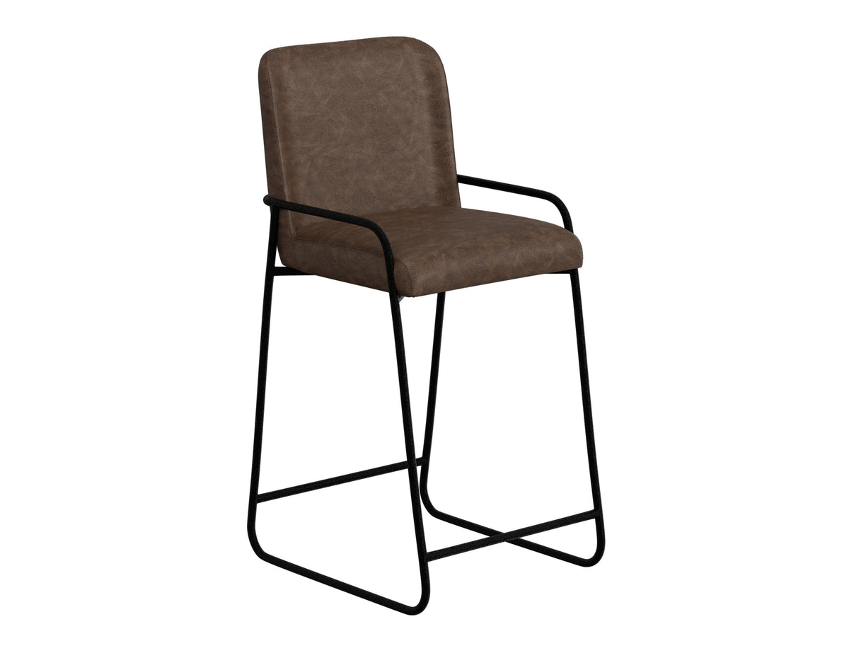 Seating Upholstered Barstool, Brown/Black, Wooden Frame & Metal Base, Barstool 30" - IUP800-BST30-212