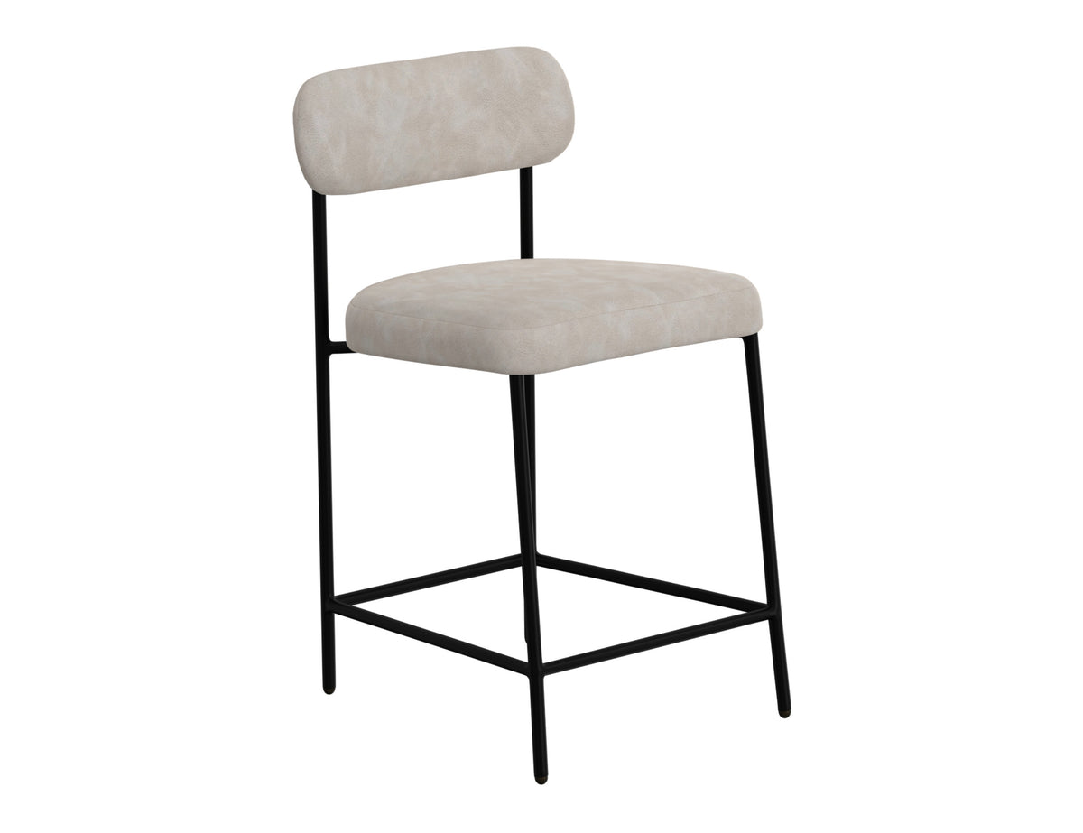Seating Upholstered Barstool, Gray/Black, Wooden Frame & Metal Base, Barstool 24" - IUP801-BST24-210