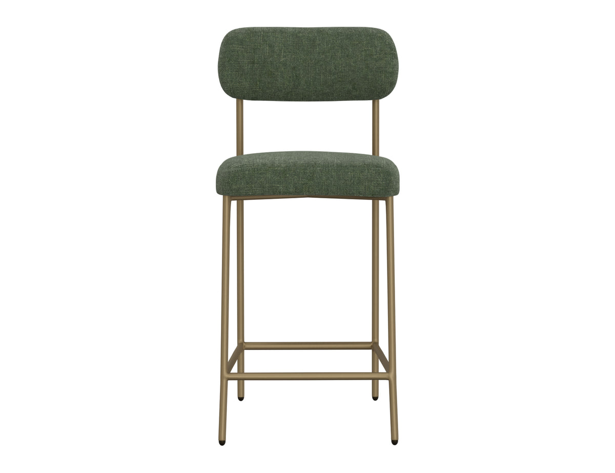 Seating Upholstered Barstool, Green/Gold, Wooden Frame & Metal Base, Barstool 30" - IUP801-BST30-111