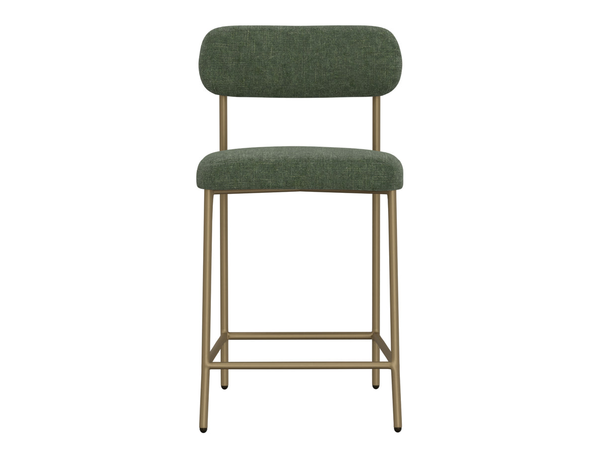 Seating Upholstered Barstool, Green/Gold, Wooden Frame & Metal Base, Barstool 24" - IUP801-BST24-111