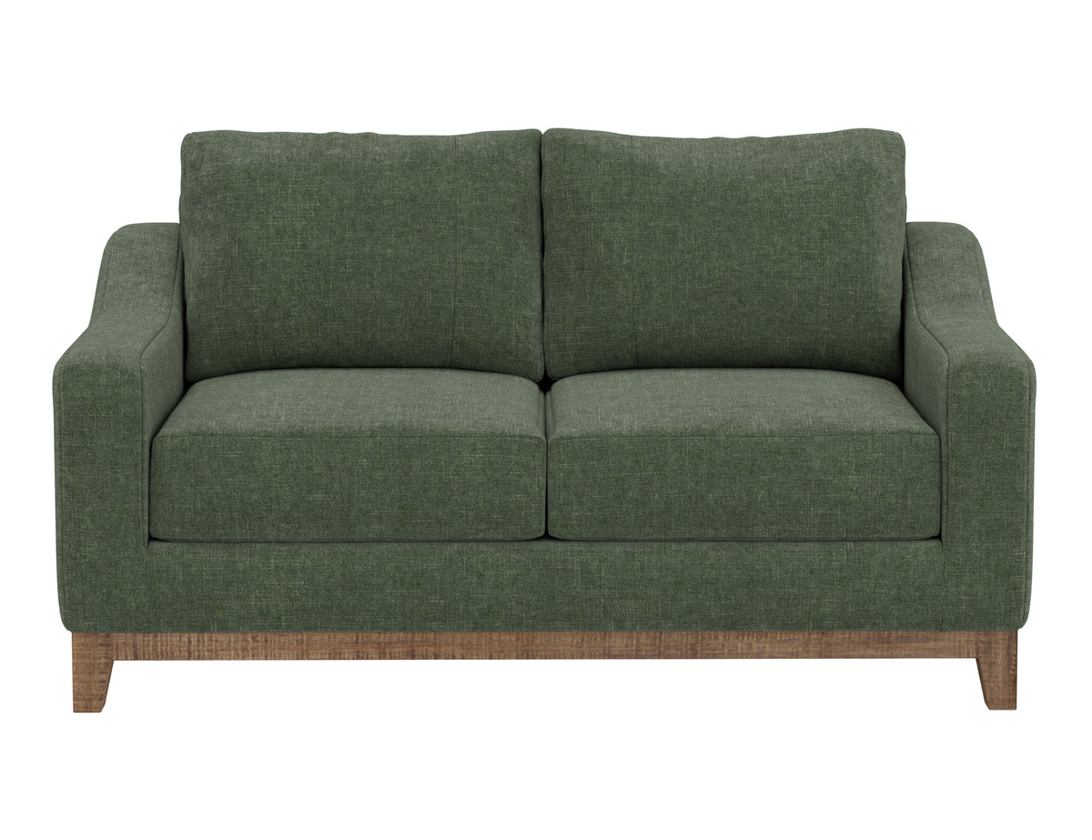 Olivo Loveseat, Green, Wooden Frame & Base
