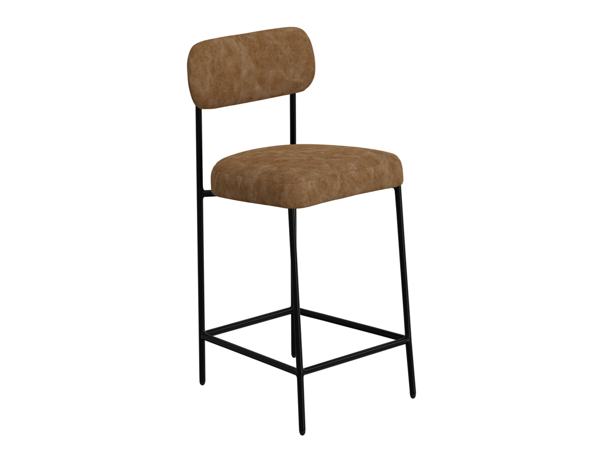 Seating Upholstered Barstool, Orange/Black, Wooden Frame & Metal Base, Barstool 30" - IUP801-BST30-202