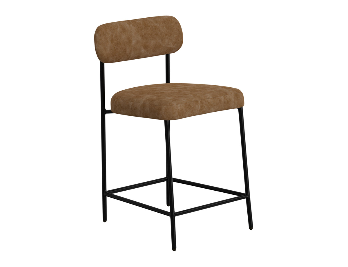 Seating Upholstered Barstool, Orange/Black, Wooden Frame & Metal Base, Barstool 24" - IUP801-BST24-202