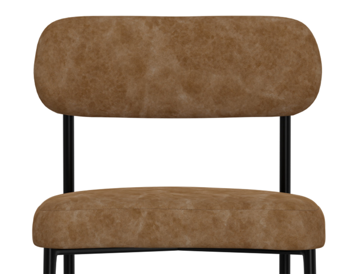 Seating Upholstered Barstool, Orange/Black, Wooden Frame & Metal Base, Barstool 24" - IUP801-BST24-202