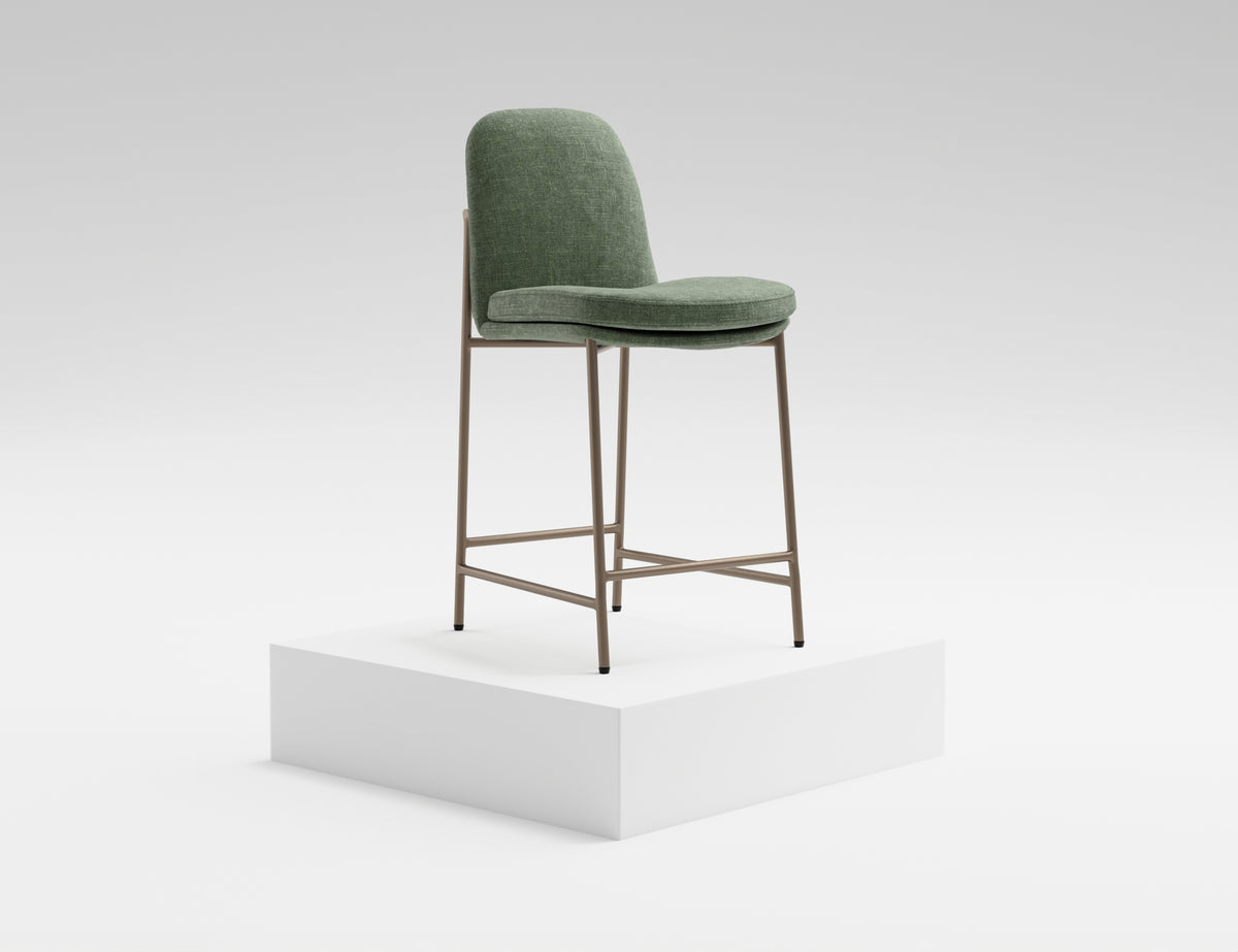 Seating Upholstered Barstool, Green/Gold, Wooden Frame & Metal Base, Barstool 24" - IUP803-BST24-111