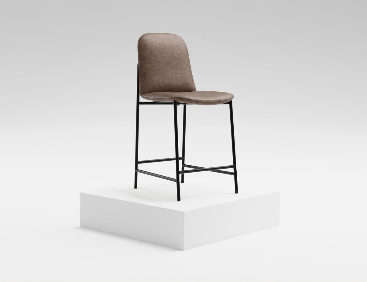 Seating Upholstered Barstool, Brown/Black, Wooden Frame & Metal Base, Barstool 24" - IUP803-BST24-212