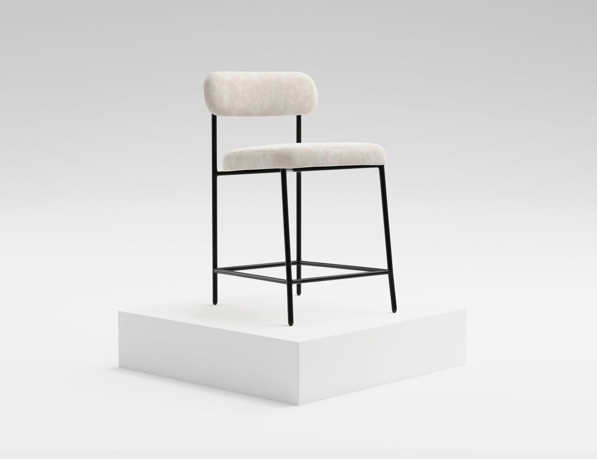 Seating Upholstered Barstool, Gray/Black, Wooden Frame & Metal Base, Barstool 24" - IUP801-BST24-210