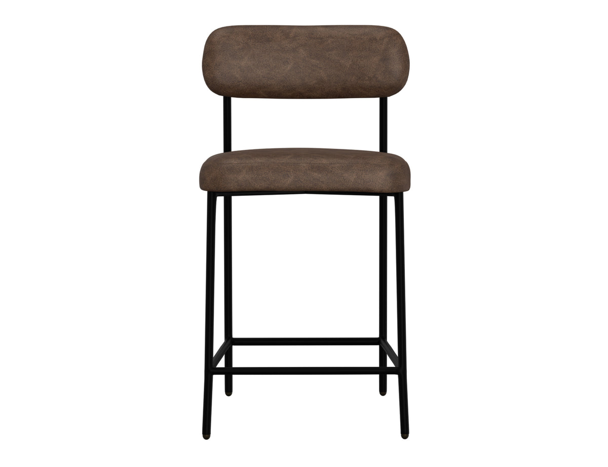 Seating Upholstered Barstool, Brown/Black, Wooden Frame & Metal Base, Barstool 24" - IUP801-BST24-212