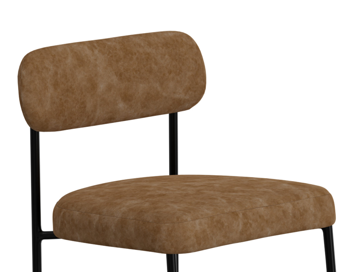 Seating Upholstered Barstool, Orange/Black, Wooden Frame & Metal Base, Barstool 24" - IUP801-BST24-202