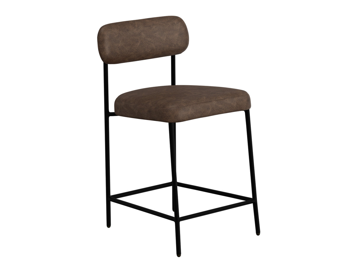 Seating Upholstered Barstool, Brown/Black, Wooden Frame & Metal Base, Barstool 24" - IUP801-BST24-212