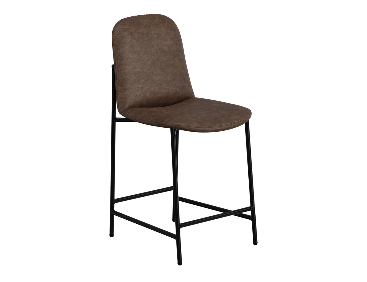 Seating Upholstered Barstool, Brown/Black, Wooden Frame & Metal Base, Barstool 24" - IUP803-BST24-212