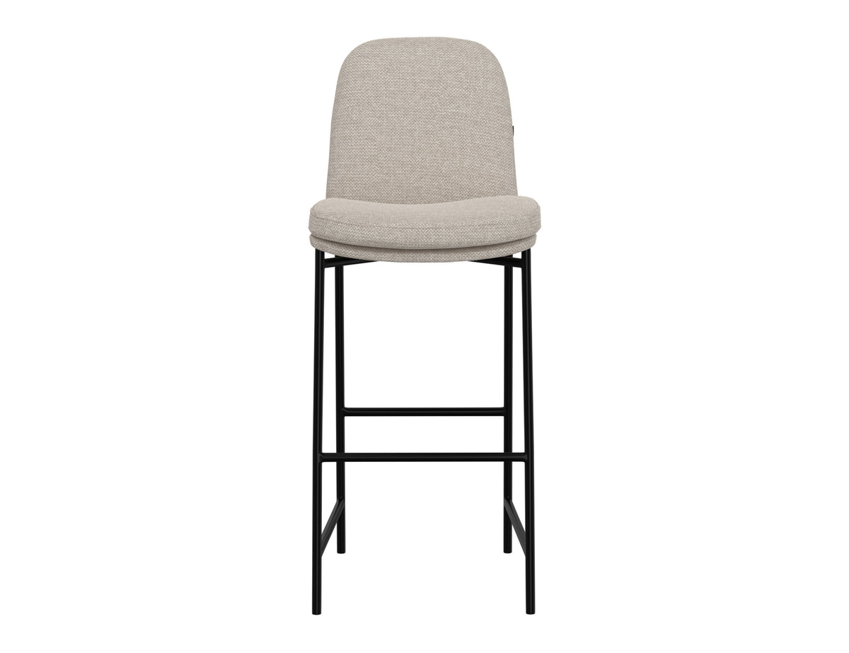 Seating Upholstered Barstool, Beige/Black, Wooden Frame & Metal Base, Barstool 30" - Metal frame and fabric & Metal/Fabric