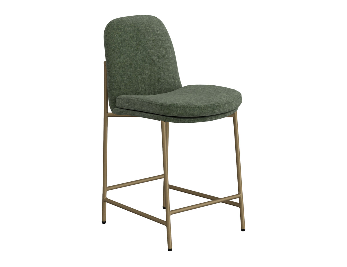 Seating Upholstered Barstool, Green/Gold, Wooden Frame & Metal Base, Barstool 24" - IUP803-BST24-111