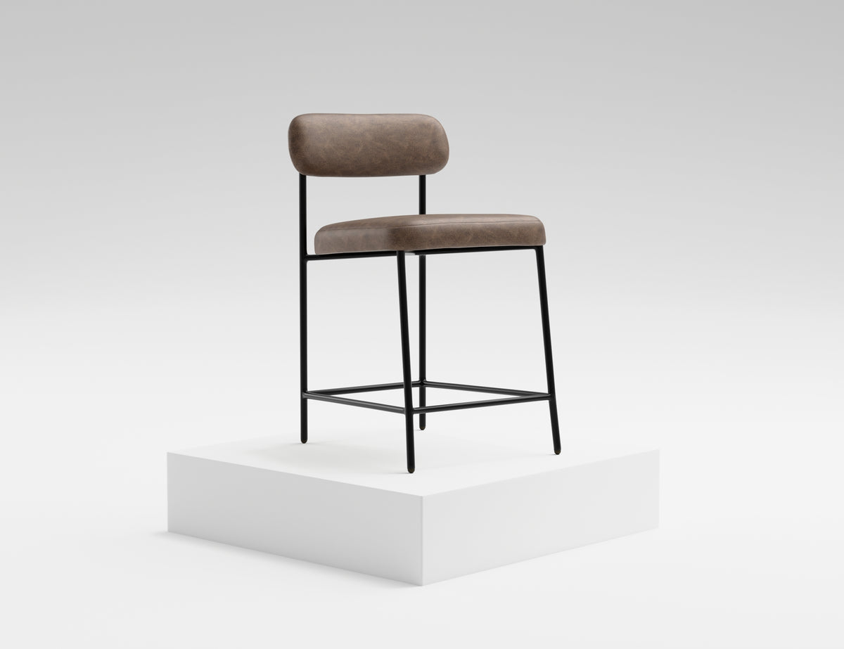 Seating Upholstered Barstool, Brown/Black, Wooden Frame & Metal Base, Barstool 24" - IUP801-BST24-212