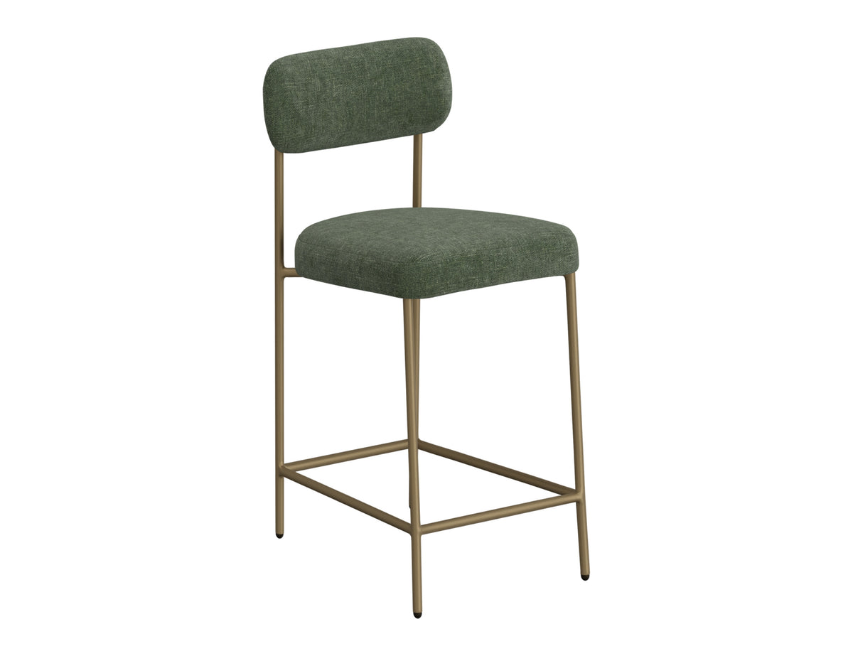 Seating Upholstered Barstool, Green/Gold, Wooden Frame & Metal Base, Barstool 30" - IUP801-BST30-111