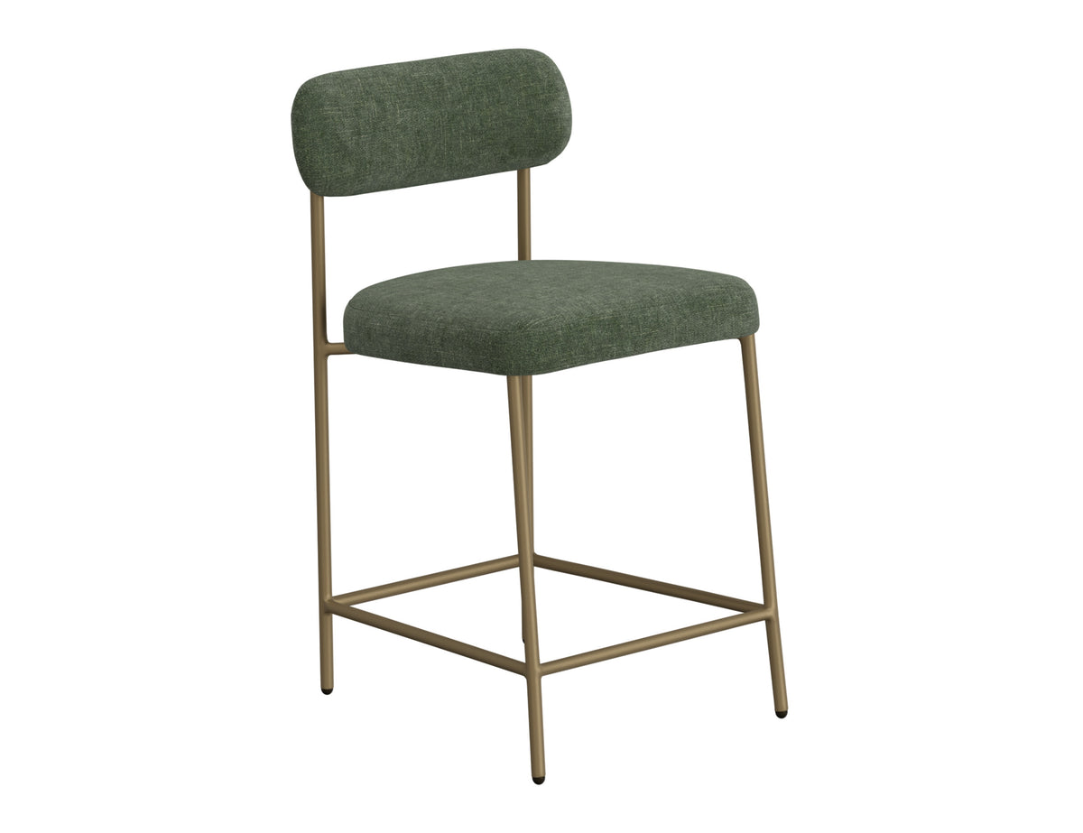 Seating Upholstered Barstool, Green/Gold, Wooden Frame & Metal Base, Barstool 24" - IUP801-BST24-111