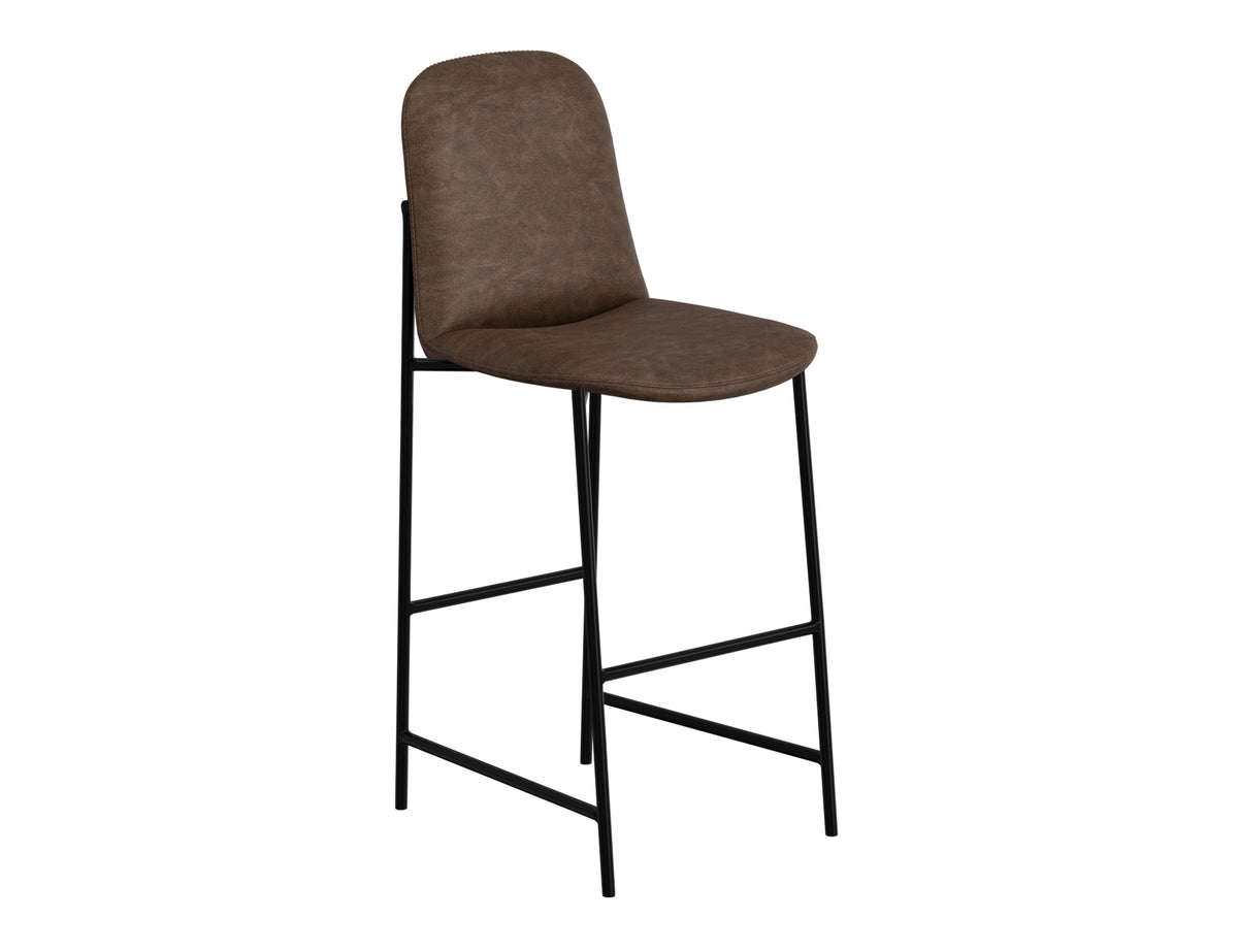 Seating Upholstered Barstool, Brown/Black, Wooden Frame & Metal Base, Barstool 30" - IUP803-BST30-212