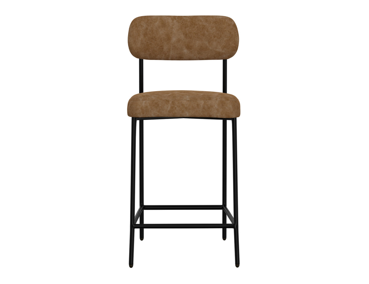 Seating Upholstered Barstool, Orange/Black, Wooden Frame & Metal Base, Barstool 30" - IUP801-BST30-202