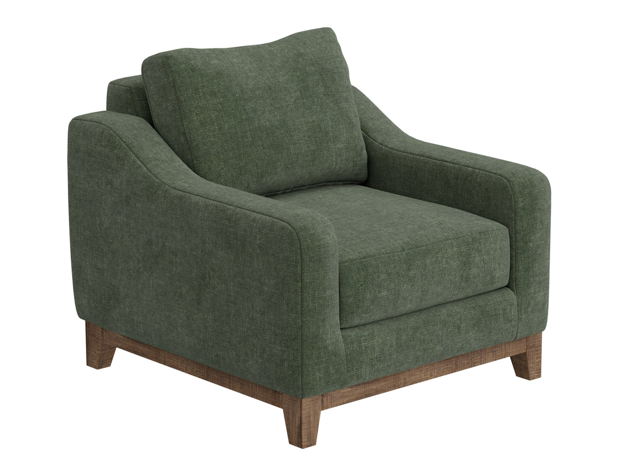 Olivo Armchair, Green, Wooden Frame & Base
