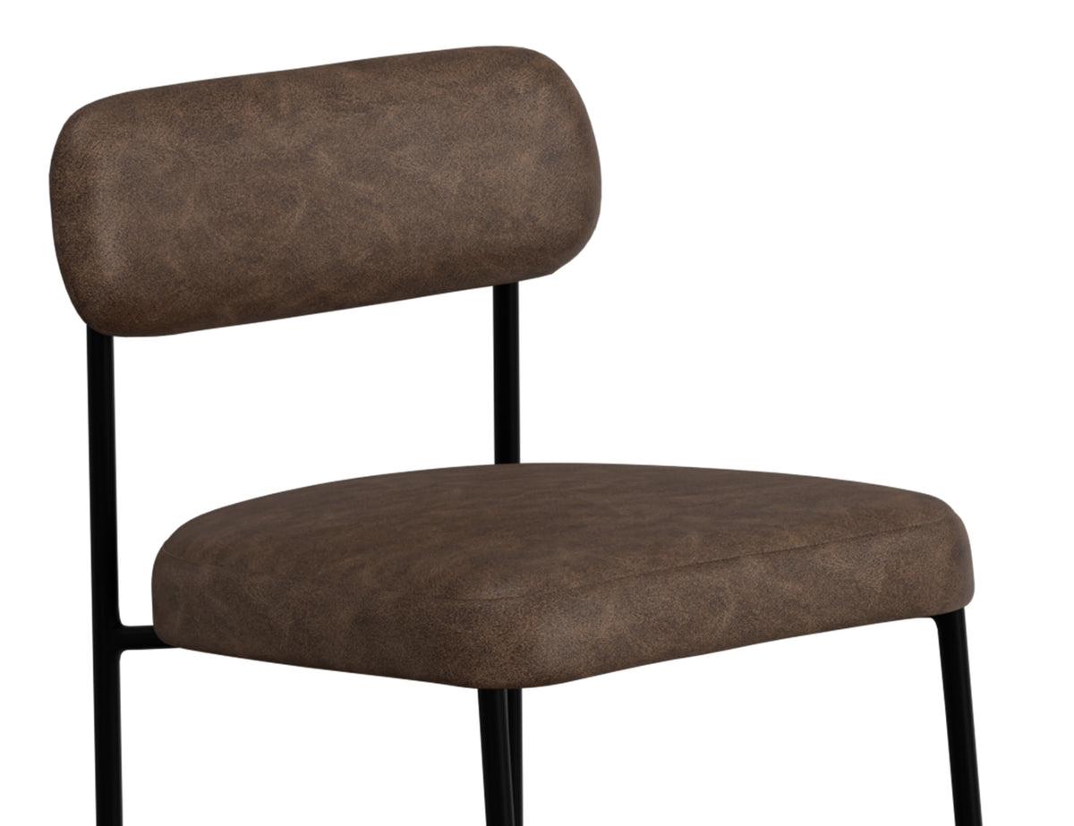 Seating Upholstered Barstool, Brown/Black, Wooden Frame & Metal Base, Barstool 30" - IUP801-BST30-212