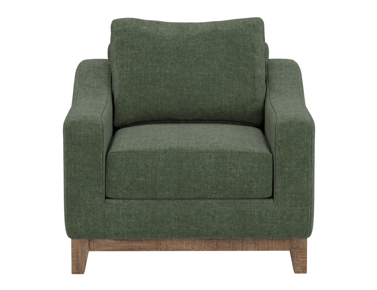Olivo Armchair, Green, Wooden Frame & Base