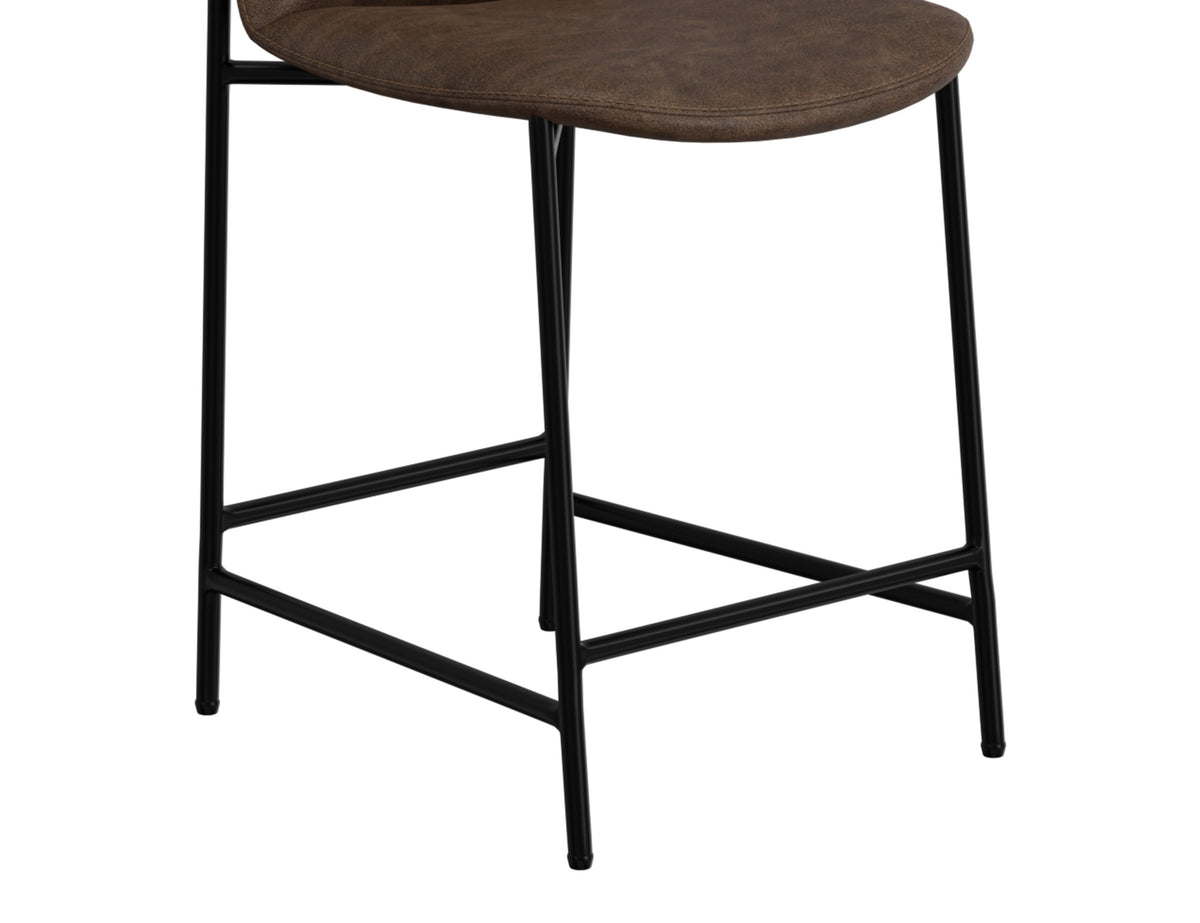 Seating Upholstered Barstool, Brown/Black, Wooden Frame & Metal Base, Barstool 24" - IUP803-BST24-212